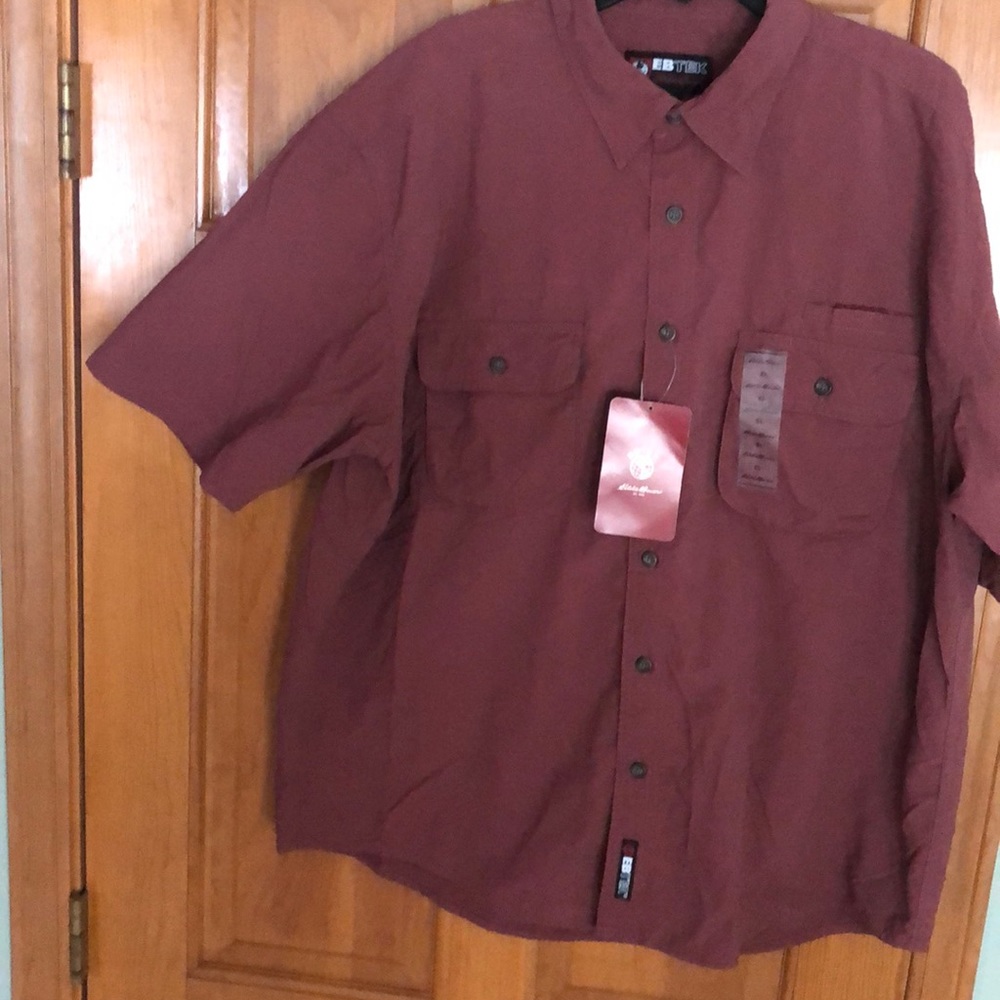 Eddie Bauer short sleeve cranberry mens shirt